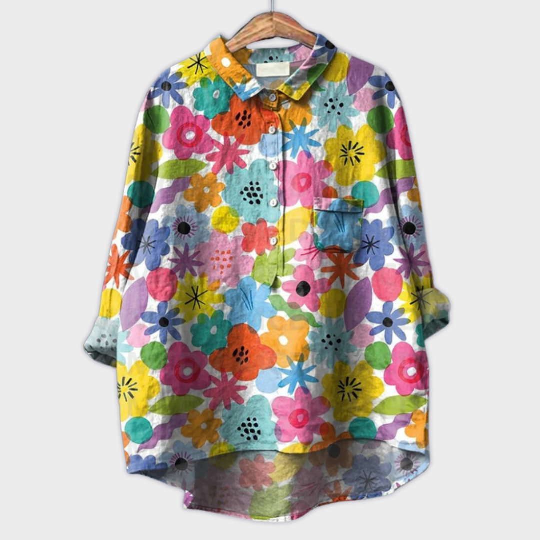 Magdalena - Handmade Women's Blouse with Floral Design