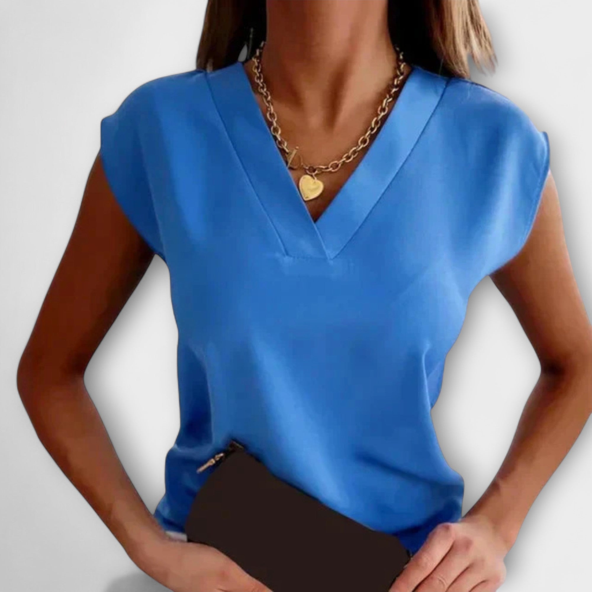 Women's V-Neck Summer Top with Loose Sleeves