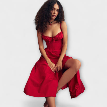 Zipporas - Fitted bustier dress with a modern spring floral print